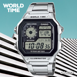 Reloj Casio World Time Royale Ecuador AE-1200WHD-1AV Original
