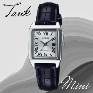 Reloj Casio Vintage Tank Mini para mujer modelo LTP-V007L-7B1 con correa de cuero genuino original en Ecuador